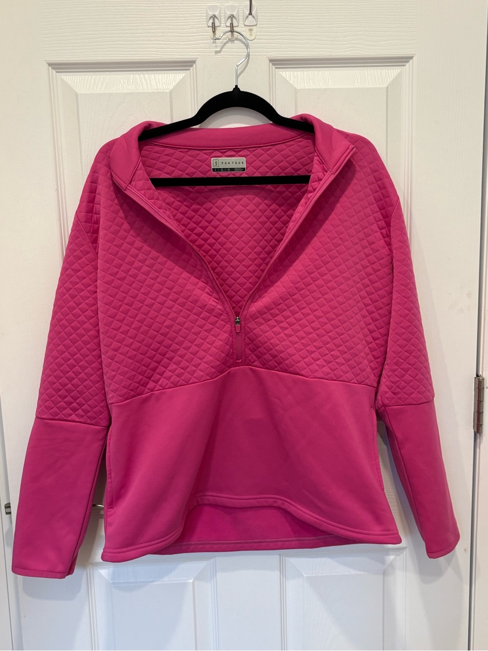 PGA Tour Quilted Half-Zip Pullover Top - Hot Pink #1162